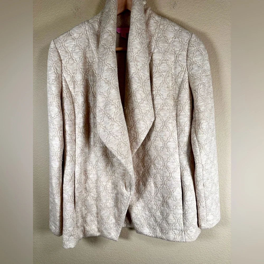 Lilly Pulitzer Brea Wrap Heathered Wheat Lurex Knit Mizner Jacquard Gold Jacket
